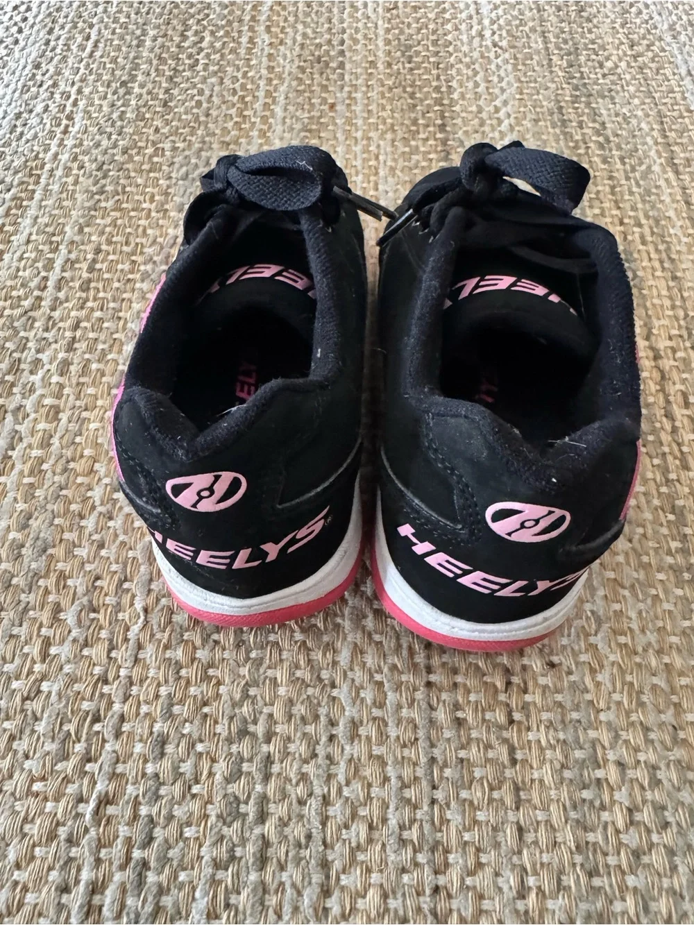 Kids Heelys Black Sneakers with Hot Pink Accent — Low-Top Lace-Up